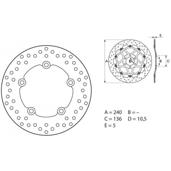 Brembo BREMBO Oro Brake Disc Round Fix | 68B407G8 | brem_68B407G8 | euronetbike-net