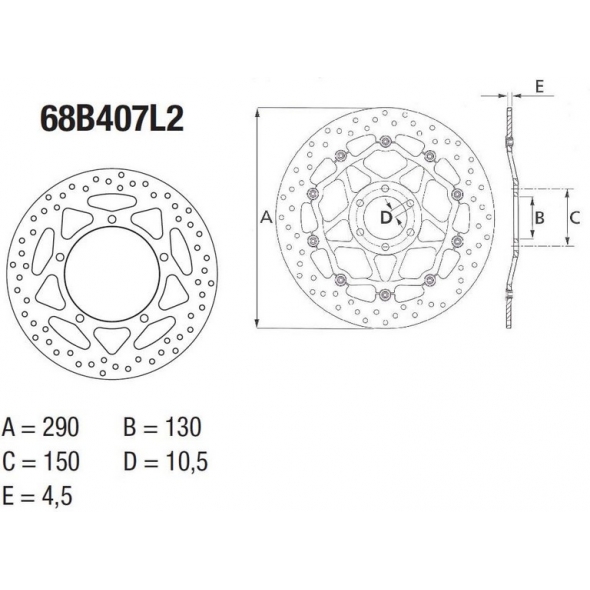 Brembo BREMBO Oro Brake Disc Round Fix | 68B407L2 | brem_68B407L2 | euronetbike-net