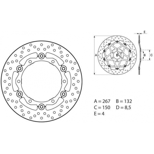 Brembo BREMBO Oro Brake Disc Round Floating | 78B40818 | brem_78B40818 | euronetbike-net