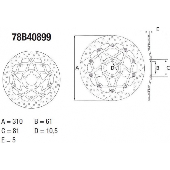 Brembo BREMBO Oro Brake Disc Round Floating | 78B40899 | brem_78B40899 | euronetbike-net