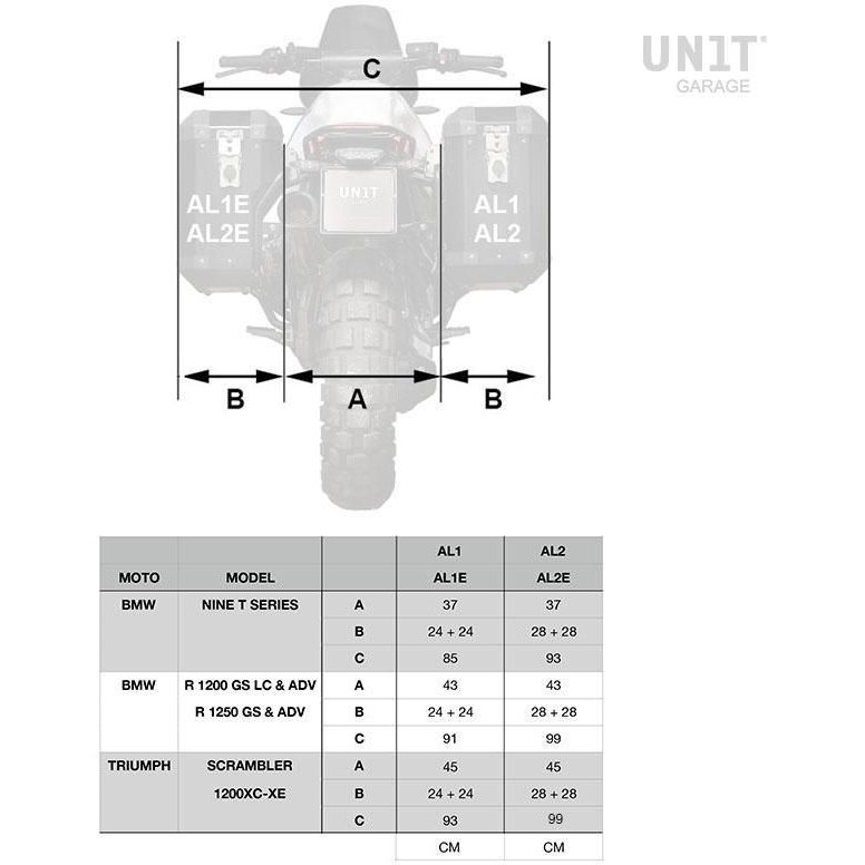 Unit Garage Aluminium Pannier Atlas 47L with Right Inox Subframe 